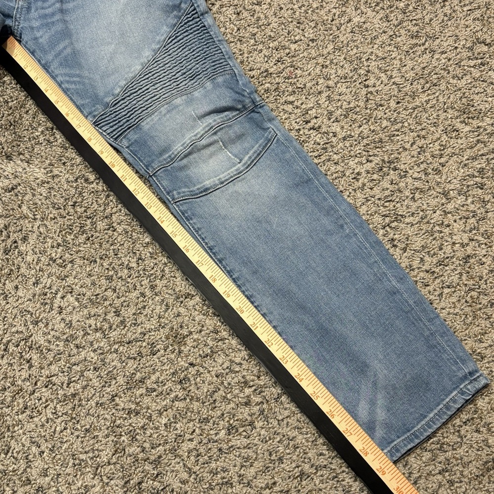 Express Alec Super Skinny Jeans Mens 34x30 Moto Biker Stretch Light Wash Denim - Picture 10 of 13